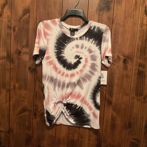 Miss Chievous Black and Pink Spiral Tie-Dye Twist Tee